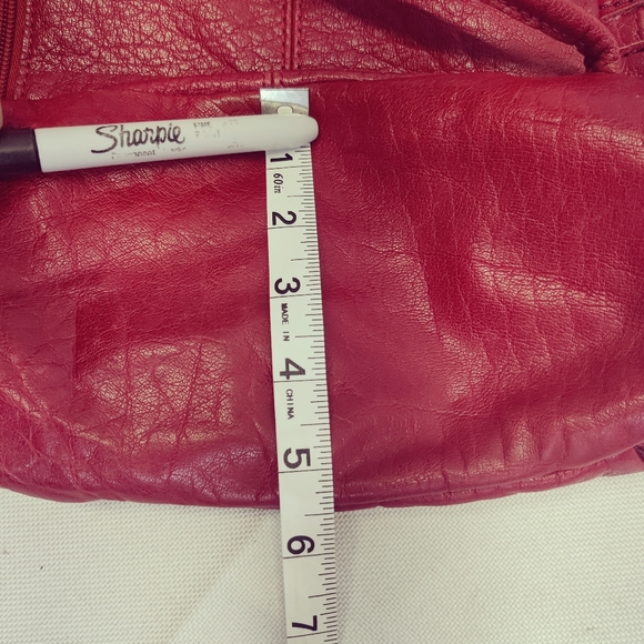 The Sak Red Leather Boho Hobo Backpack Tote Drawstring Purse Tons of Pockets - Picture 13 of 16